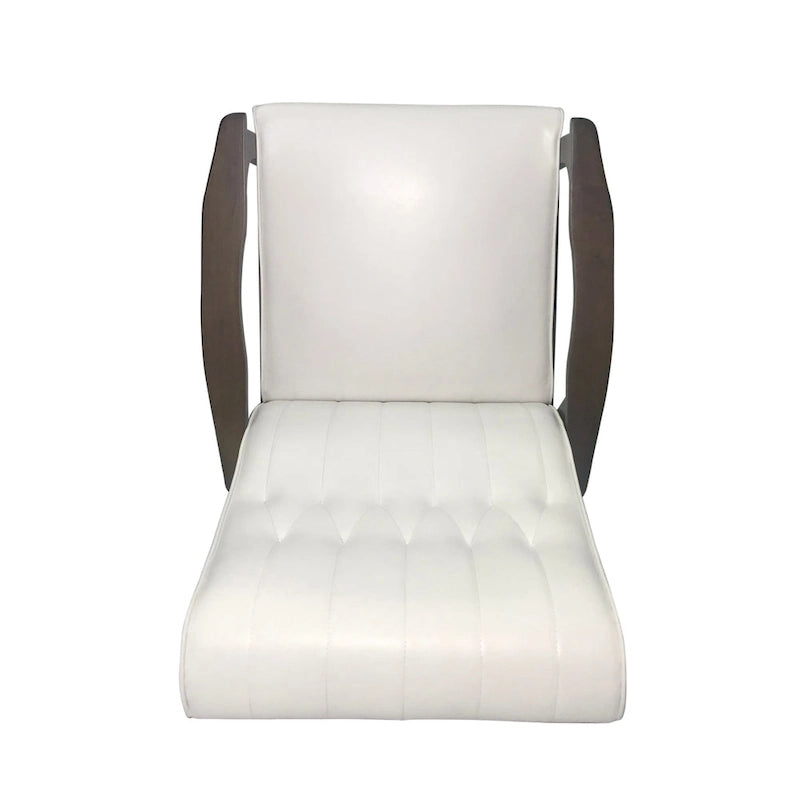 Fauteuil d'appoint Mid-Century Modern, blanc neige / noir mat + noyer, une place