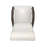 Fauteuil d'appoint Mid-Century Modern, blanc neige / noir mat + noyer, une place