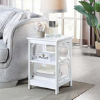 Table d'appoint blanche contemporaine à 3 niveaux avec découpes octogonales