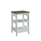 Table d'appoint blanche contemporaine à 3 niveaux avec découpes octogonales