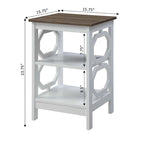 Table d'appoint blanche contemporaine à 3 niveaux avec découpes octogonales
