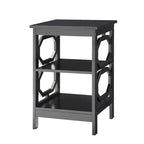Table d'appoint blanche contemporaine à 3 niveaux avec découpes octogonales