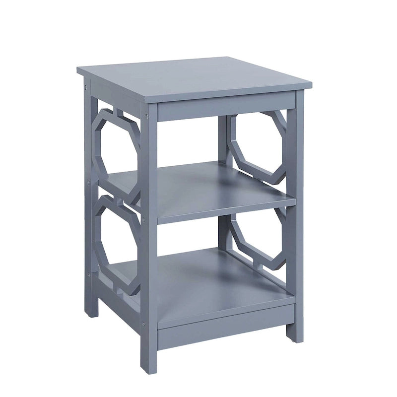 Table d'appoint blanche contemporaine à 3 niveaux avec découpes octogonales