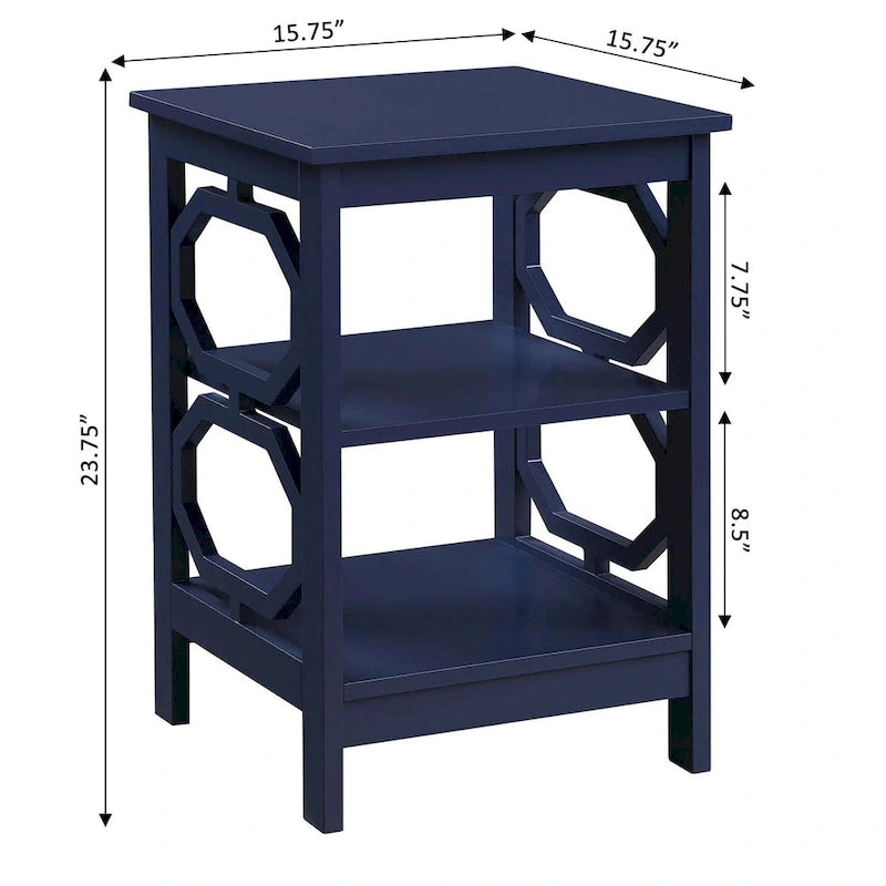 Table d'appoint blanche contemporaine à 3 niveaux avec découpes octogonales
