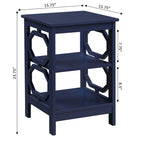 Table d'appoint blanche contemporaine à 3 niveaux avec découpes octogonales