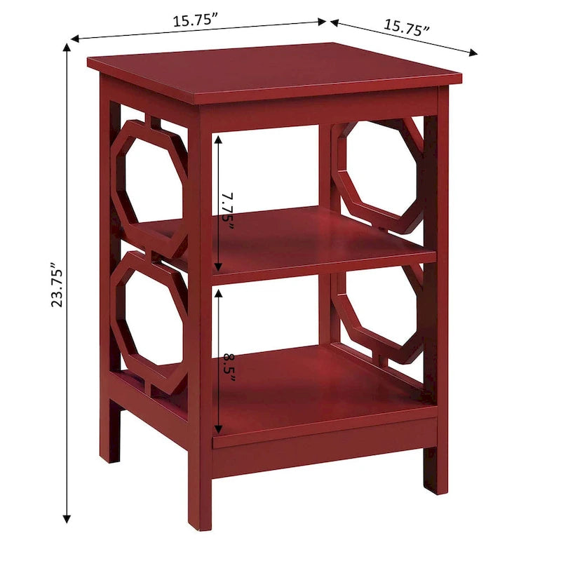 Table d'appoint blanche contemporaine à 3 niveaux avec découpes octogonales