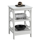 Table d'appoint blanche contemporaine à 3 niveaux avec découpes octogonales