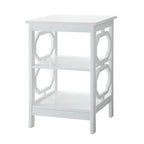 Table d'appoint blanche contemporaine à 3 niveaux avec découpes octogonales
