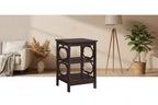 Table d'appoint blanche contemporaine à 3 niveaux avec découpes octogonales