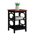 Table d'appoint blanche contemporaine à 3 niveaux avec découpes octogonales