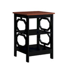 Table d'appoint blanche contemporaine à 3 niveaux avec découpes octogonales