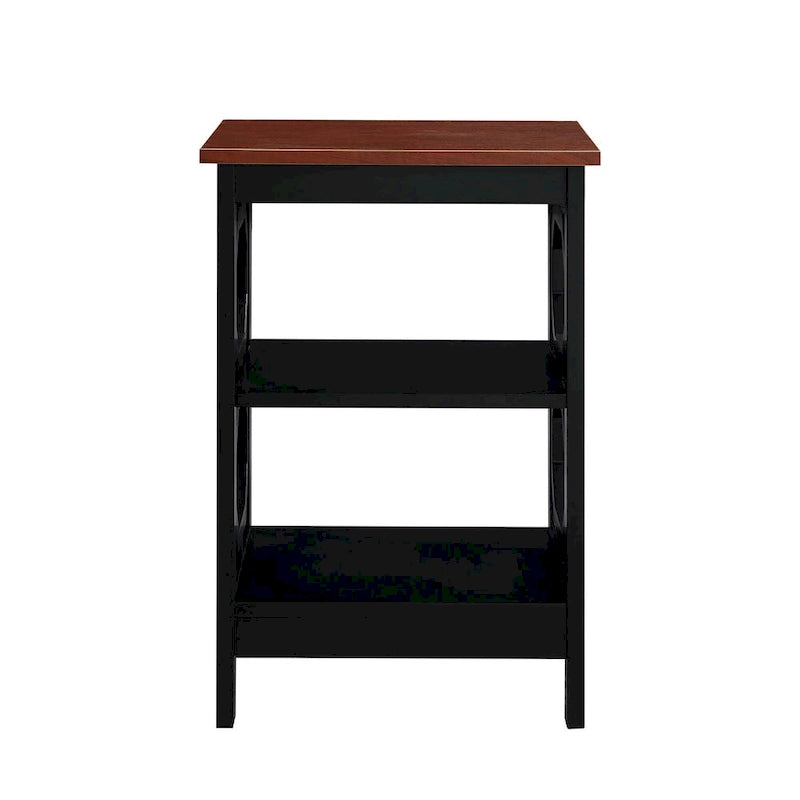 Table d'appoint blanche contemporaine à 3 niveaux avec découpes octogonales