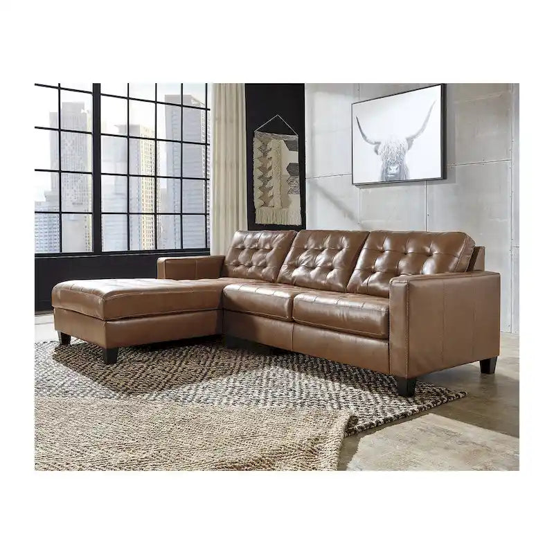 Canapé d'angle 2 places avec méridienne Signature Design by Ashley Baskove Marron - 110 larg. x 72 prof. x 36 haut.