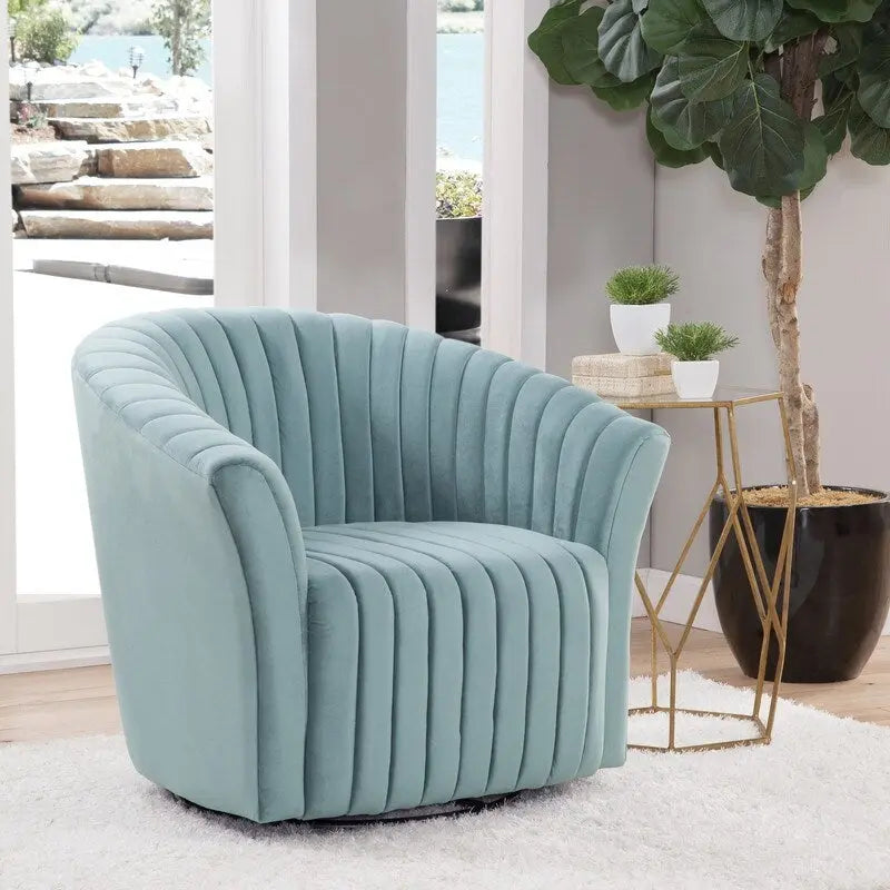 Fauteuil d'appoint pivotant à 360° en velours – Noir / Gris poivre / Caraïbes, 1 place