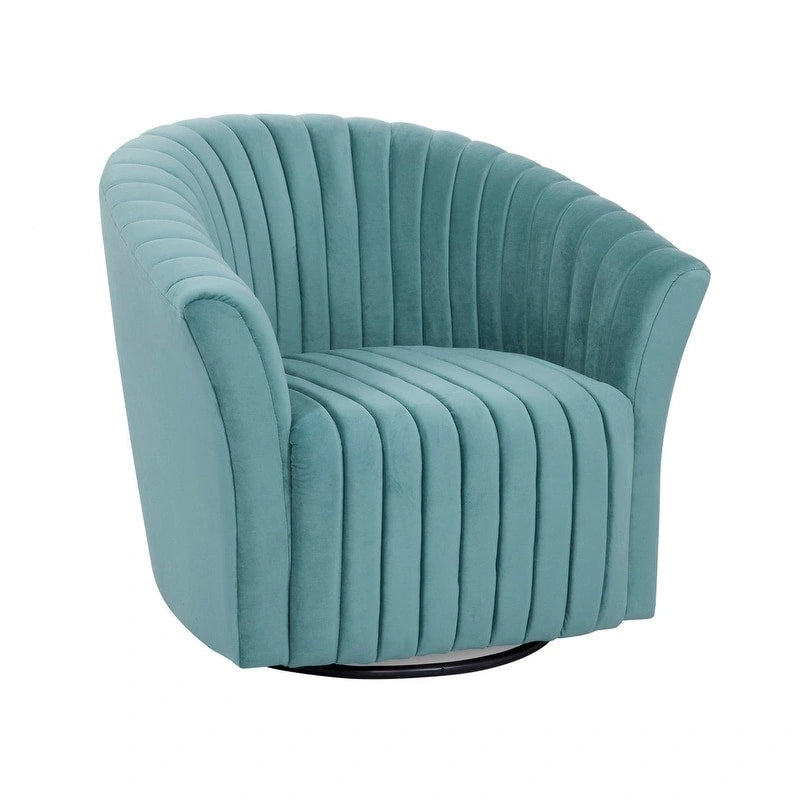 Fauteuil d'appoint pivotant à 360° en velours – Noir / Gris poivre / Caraïbes, 1 place