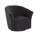 Fauteuil d'appoint pivotant à 360° en velours – Noir / Gris poivre / Caraïbes, 1 place