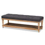 Banc de rangement capitonné rustique gris/anthracite, 2 places
