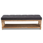 Banc de rangement capitonné rustique gris/anthracite, 2 places