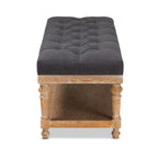 Banc de rangement capitonné rustique gris/anthracite, 2 places