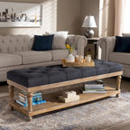 Banc de rangement capitonné rustique gris/anthracite, 2 places
