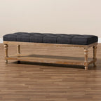 Banc de rangement capitonné rustique gris/anthracite, 2 places
