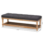 Banc de rangement capitonné rustique gris/anthracite, 2 places