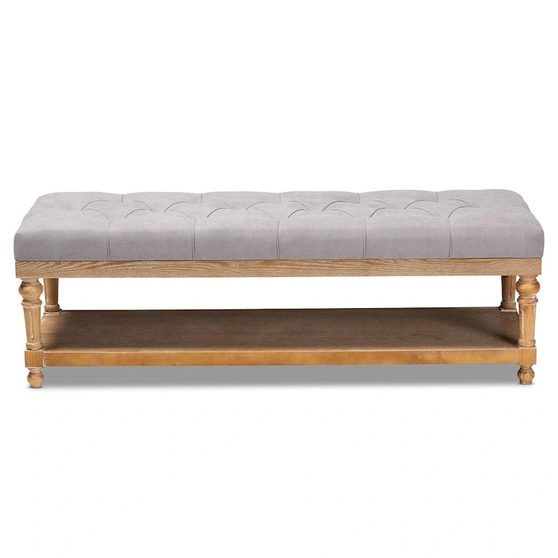 Banc de rangement capitonné rustique gris/anthracite, 2 places