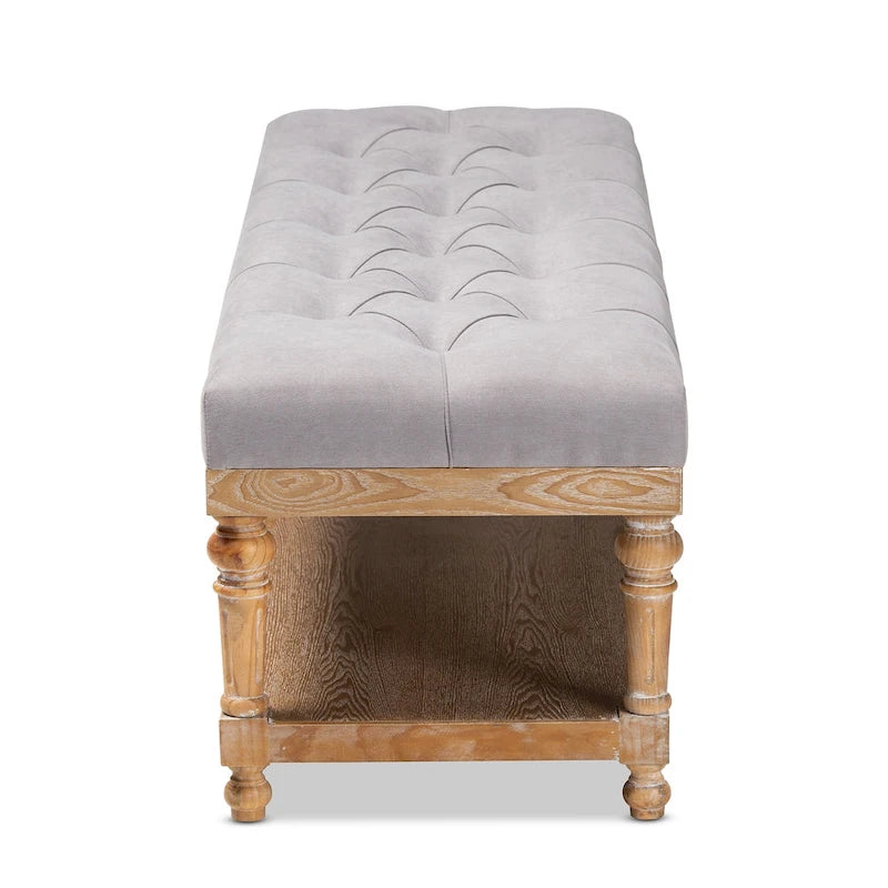 Banc de rangement capitonné rustique gris/anthracite, 2 places