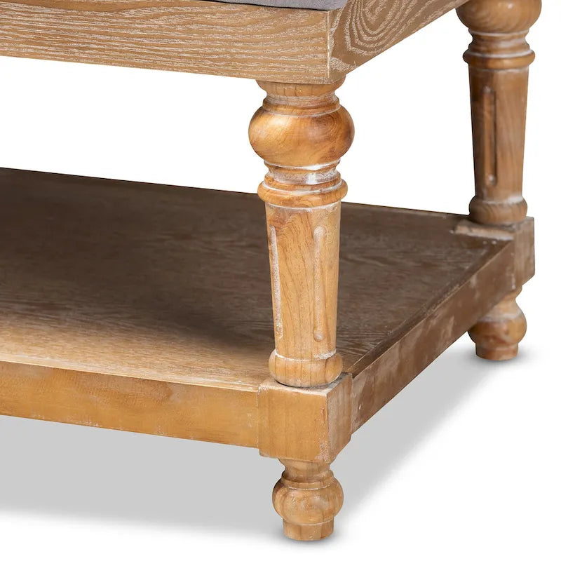 Banc de rangement capitonné rustique gris/anthracite, 2 places