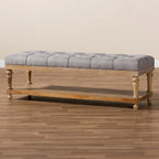 Banc de rangement capitonné rustique gris/anthracite, 2 places