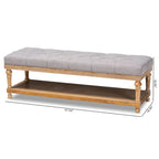 Banc de rangement capitonné rustique gris/anthracite, 2 places
