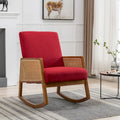 Fauteuil à bascule moderne SEYNAR en cuir PU avec accoudoirs en rotin