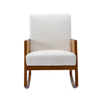 Fauteuil à bascule moderne SEYNAR en cuir PU avec accoudoirs en rotin