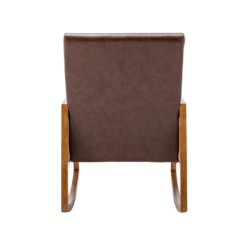Fauteuil à bascule moderne SEYNAR en cuir PU avec accoudoirs en rotin