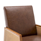 Fauteuil à bascule moderne SEYNAR en cuir PU avec accoudoirs en rotin