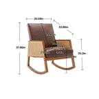 Fauteuil à bascule moderne SEYNAR en cuir PU avec accoudoirs en rotin