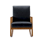 Fauteuil à bascule moderne SEYNAR en cuir PU avec accoudoirs en rotin