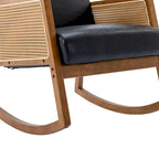 Fauteuil à bascule moderne SEYNAR en cuir PU avec accoudoirs en rotin