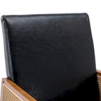 Fauteuil à bascule moderne SEYNAR en cuir PU avec accoudoirs en rotin