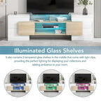 Meuble TV Merax avec 2 étagères en verre illuminées, meuble TV laqué brillant pour téléviseurs jusqu'à 80 pouces - n/a