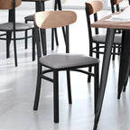 Chaises de salle à manger en bouleau et noyer, dossier en bois et assise en vinyle, hauteur bar, lot de 2