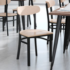 Chaises de salle à manger en bouleau et noyer, dossier en bois et assise en vinyle, hauteur bar, lot de 2