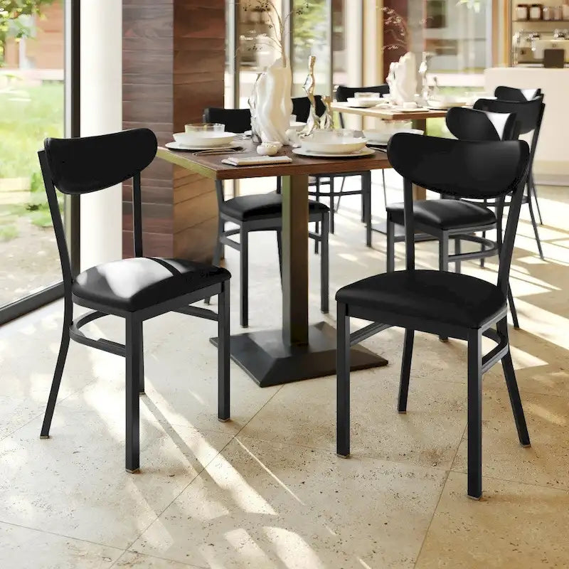 Chaises de salle à manger en bouleau et noyer, dossier en bois et assise en vinyle, hauteur bar, lot de 2