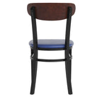 Chaises de salle à manger en bouleau et noyer, dossier en bois et assise en vinyle, hauteur bar, lot de 2