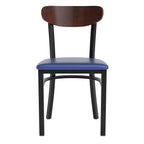 Chaises de salle à manger en bouleau et noyer, dossier en bois et assise en vinyle, hauteur bar, lot de 2