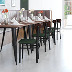 Chaises de salle à manger en bouleau et noyer, dossier en bois et assise en vinyle, hauteur bar, lot de 2