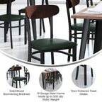 Chaises de salle à manger en bouleau et noyer, dossier en bois et assise en vinyle, hauteur bar, lot de 2