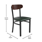 Chaises de salle à manger en bouleau et noyer, dossier en bois et assise en vinyle, hauteur bar, lot de 2