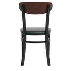 Chaises de salle à manger en bouleau et noyer, dossier en bois et assise en vinyle, hauteur bar, lot de 2