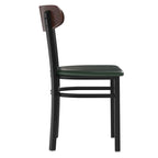 Chaises de salle à manger en bouleau et noyer, dossier en bois et assise en vinyle, hauteur bar, lot de 2